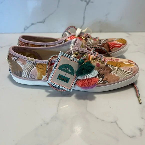 Justina Blakeney Keds X Jungalow Champions Pink Chorus Sneakers women 6.5 NWT - Picture 1 of 8